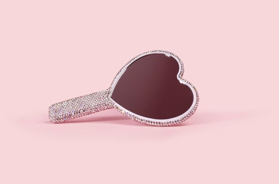 Diamond Lash Mirror – Heart Edition | Kunden-Handspiegel Silber