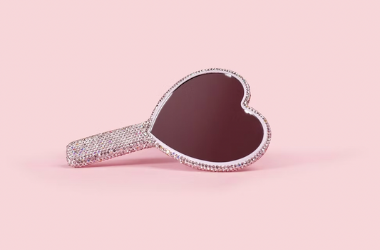 Diamond Lash Mirror – Heart Edition | Kunden-Handspiegel Silber